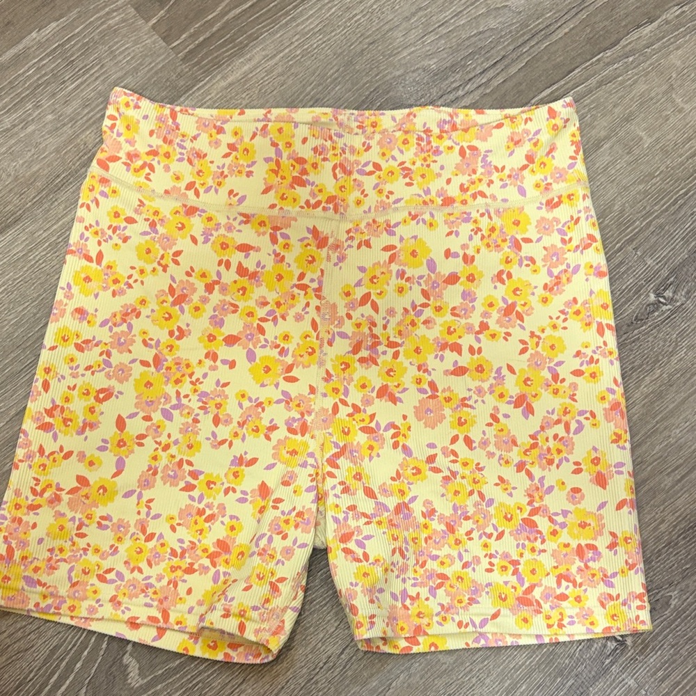 Cupshe Floral Bike Shorts - Yellow and Pink